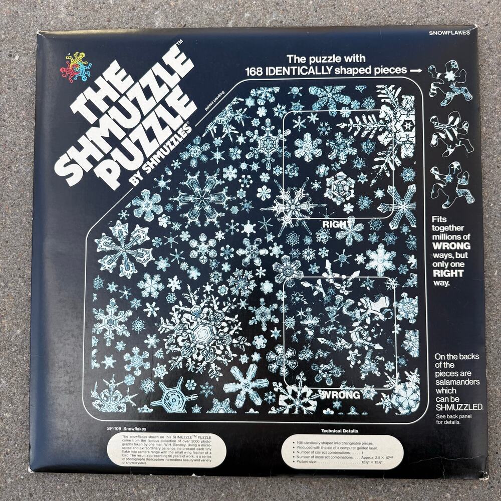 Shmuzzles The Shmuzzle Puzzle Snowflakes 168 Piece Identical Shape 1981